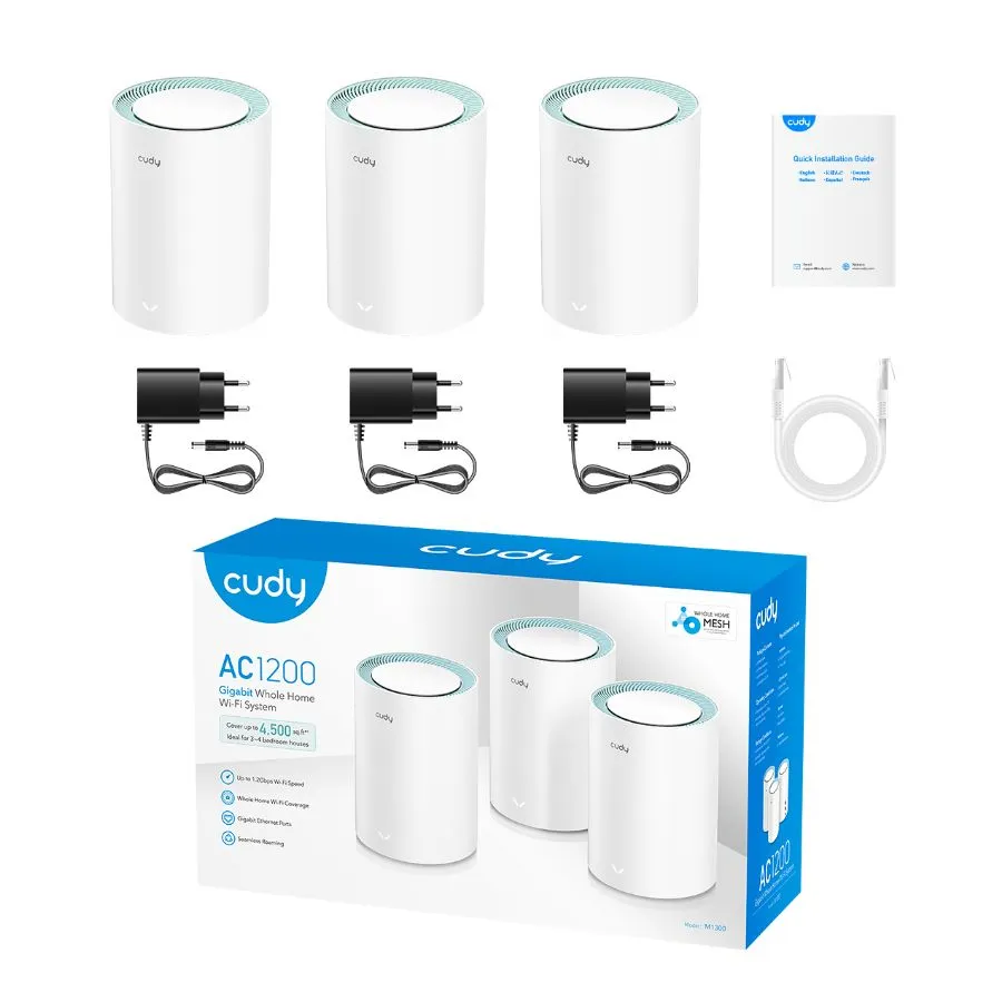 Cudy M1300 – WiFi5 AC1200 Gigabit Dual Band Mesh (3-Pack) - Image 2