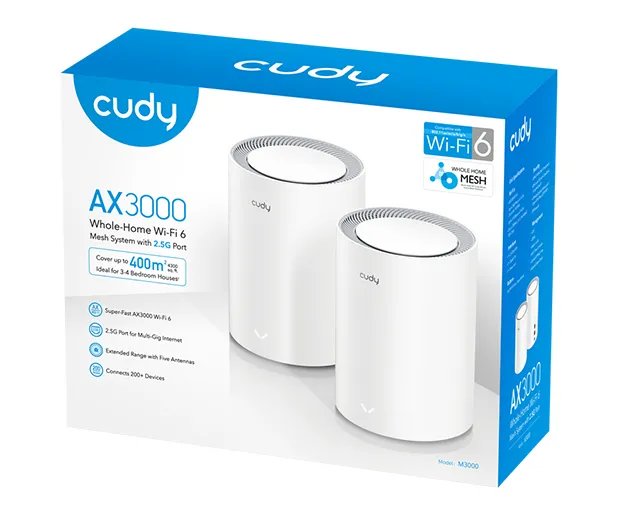 Cudy M3000 – WiFi6 AX3000 Gigabit Dual Band Mesh (2-Pack) - Image 2